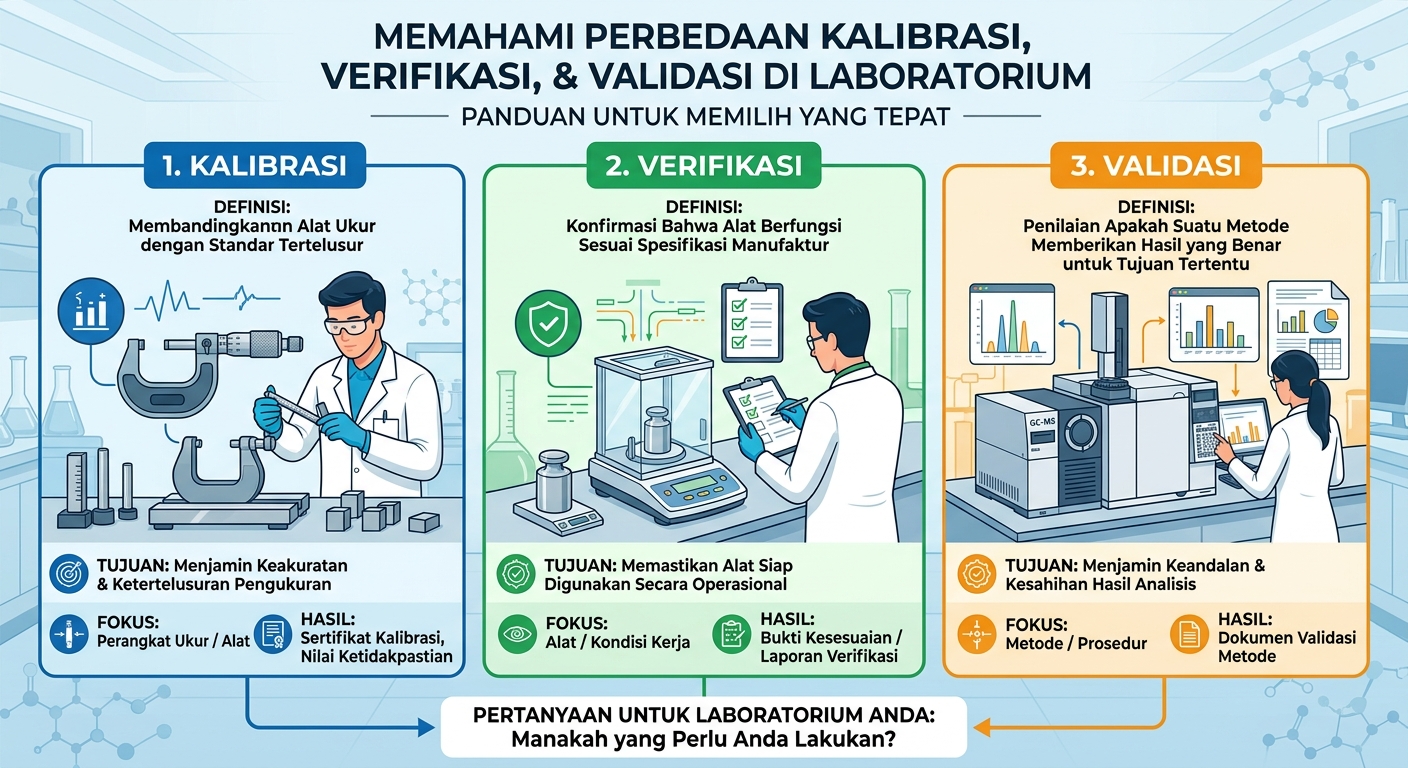 Perbedaan Kalibrasi, Verifikasi, dan Validasi: Mana yang Laboratorium Anda Butuhkan?